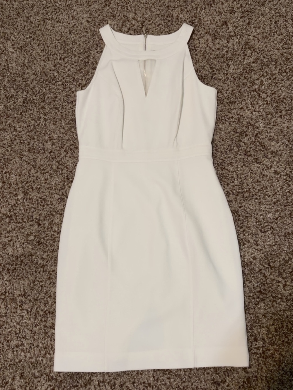 Sleeveless White Halter Sheath Dress